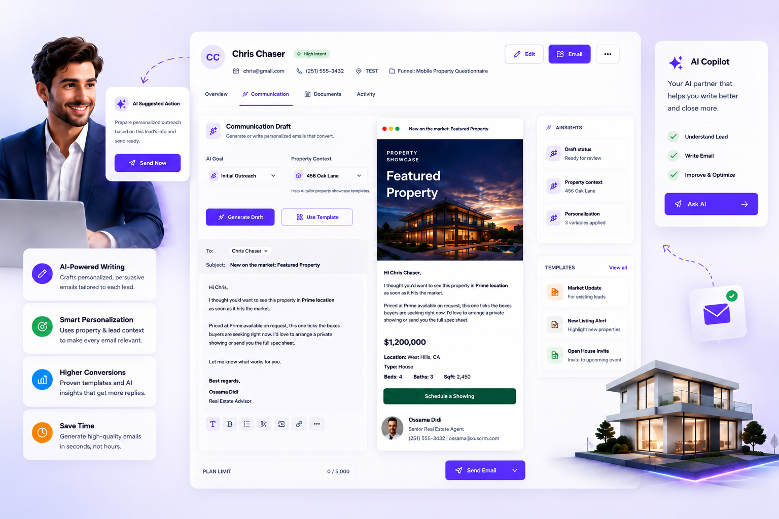 Smart email drafting interface